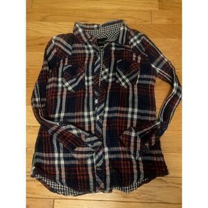 Rails, women's dark plaid long sleeve collared button down casual shirt size sm